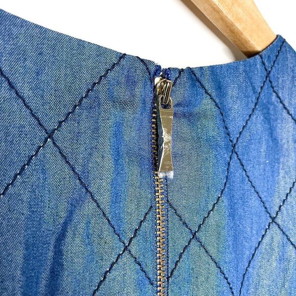 Kate Spade short-sleeve quilted chambray dress, darkest blue - Picture 11 of 11